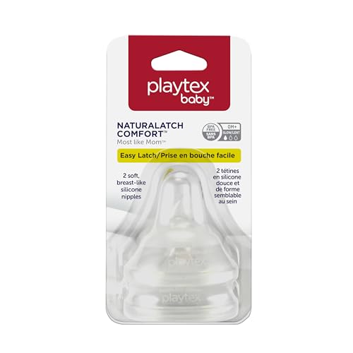 Playtex Baby Naturalatch Most like Mom Silicone Baby Bottle Nipples, Slow Flow, Pack of 2 Nipples (Compatible with all Playtex Baby Bottles)