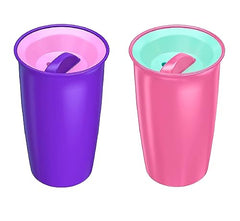 Playtex Baby Stage 2 Spoutless 360 Drinking Cups, Ages 1+, Leakproof, Spill Proof - Pink & Purple, 10 Oz, 2 Count