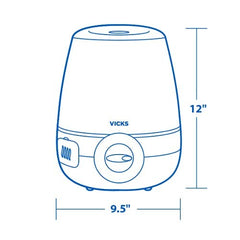 Vicks V4600-CAN Filter-Free Ultrasonic Cool Mist Humidifier, Medium Room Humidifier for Baby, Bedroom, Office Desk, with Variable Output Control, Dual Scent Pad Slots, Auto Shut-Off, 4.5L/1.2Gal