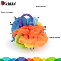 Sassy Crinkle Ball - Textured Developmental Sensory Toy - High Contrast Crinkle Toy - For Ages 3 Months and Up