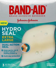 Band-Aid Hydrocolloid Bandages Extra Large, Waterproof Adhesive, Hydro Seal Bandages, 3 Bandages