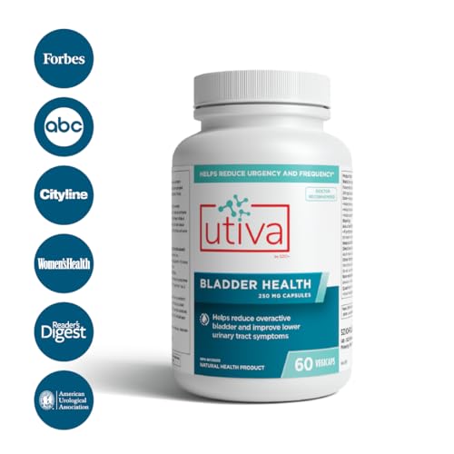 Utiva Bladder Health – Natural Bladder Control Supplement for Overactive Bladder and Lower Urinary Tract Health – Clinically Proven to Reduce Frequency and Urgency - 60 Capsules