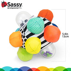 Sassy Developmental Bumpy Ball High Contrast Colors and Patterns Easy to Grasp Bumps Help Develop Motor Skills For Ages 6 Months and Up