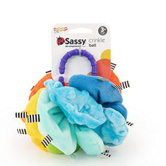 Sassy Crinkle Ball - Textured Developmental Sensory Toy - High Contrast Crinkle Toy - For Ages 3 Months and Up