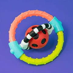 Sassy Spin and Chew Flex Ring Rattle - Textured Developmental Sensory Toy - Soft and Safe Materials - High Contrast - Ages Newborn and Up