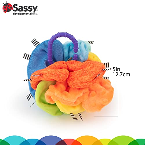 Sassy Crinkle Ball - Textured Developmental Sensory Toy - High Contrast Crinkle Toy - For Ages 3 Months and Up