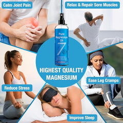 Seven Minerals, Pure Magnesium Oil Spray - Big 12 fl oz (Lasts 9 Months) - USP Grade Magnesium Spray, No Unhealthy Trace Minerals - from Ancient Underground Permian Seabed in USA, Free eBook Included