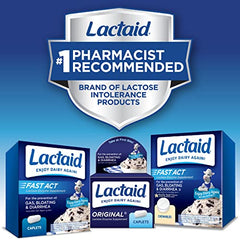 Lactaid Fast Act Lactose Intolerance Relief Caplets with Lactase Enzyme, 12 Travel Packs of 1-ct.