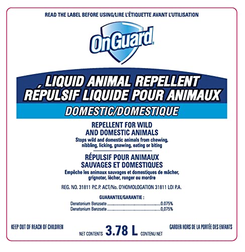 OnGuard Home and Cottage Liquid Animal Repellent (Domestic) 3.78L | Repellent for Wild and Domestic Animals | No Chew Anti-Chew Bitter Spray | Repels Coyotes, Rabbits, Skunks, Raccoons, Mice, Rats, Squirrels, and Other Nuisance Pests