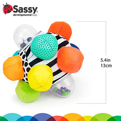 Sassy Developmental Bumpy Ball High Contrast Colors and Patterns Easy to Grasp Bumps Help Develop Motor Skills For Ages 6 Months and Up