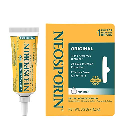 Neosporin Original First Aid Antibiotic Ointment with Bacitracin Zinc For Infection Protection, Wound Care Treatment & Scar Appearance Minimizer for Minor Cuts, Scrapes and Burns,.5 oz