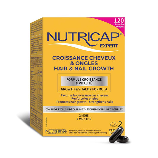 Nutricap Expert Hair & Nail Growth - Biotin, Walnut Oil, Vitamin B3 - Hair Growth, Strengthens Nails - 2 Months Treatment - 120 softgels