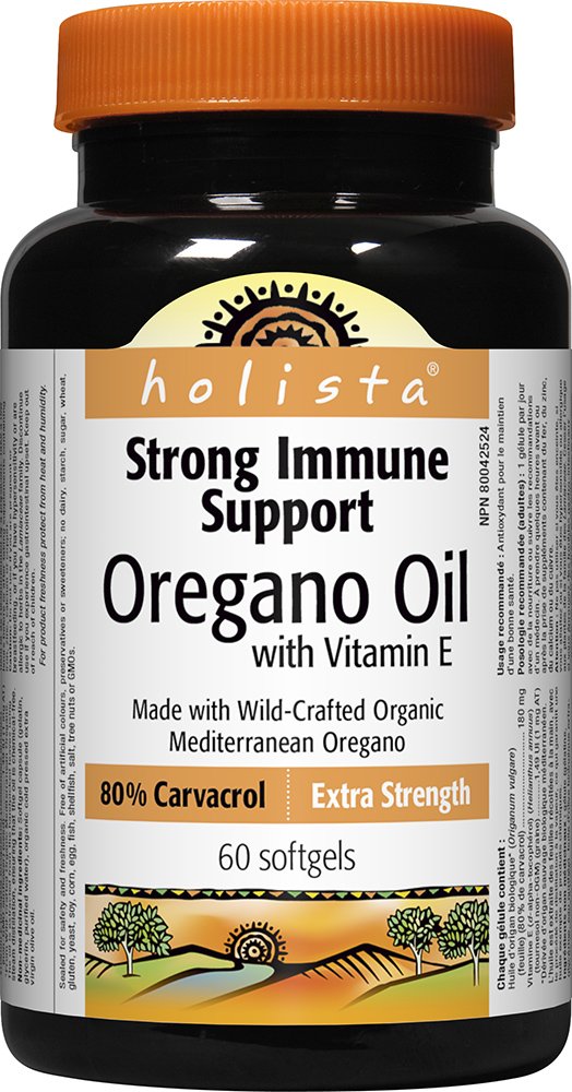 Holista Oregano Oil with Vitamin E Extra Strength, 60 Softgels, Immune and Antioxidant Health