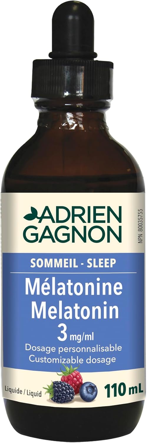 Adrien Gagnon - Liquid Melatonin 3 mg, for Faster and Softer Sleep, Wildberry Flavour, 110 ml