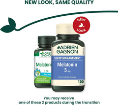 Adrien Gagnon - Melatonin 5 mg, for Faster and Deeper Sleep, 100 Capsules