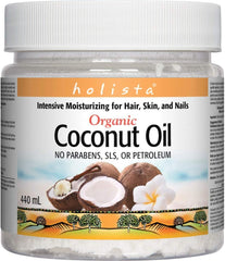 Holista Coconut Oil Semi-Solid, 440 mL, Intensive All-Natural Moisturize, Can be used for Food Preparation, Organic and Vegan