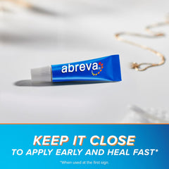 Abreva Only FDA Approved Cold Sore Treatment/Fever Blister Medicine to Shorten the Duration of Healing Time, Docosanol 10% Cream, Tube, 0.07 Ounces