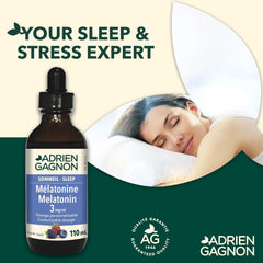 Adrien Gagnon - Liquid Melatonin 3 mg, for Faster and Softer Sleep, Wildberry Flavour, 110 ml