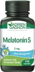 Adrien Gagnon - Melatonin 5 mg, for Faster and Deeper Sleep, 100 Capsules