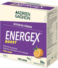 Adrien Gagnon - Energex Boost Liquid - Fast-Acting Natural Energy Burst – Vitamins, Adptogenic Plants & Natural Caffeine – Orange Flavor -30 Shots