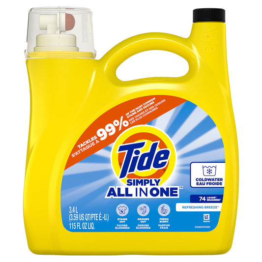 Tide Simply Clean & Fresh Liquid Laundry Detergent, Refreshing Breeze Yellow