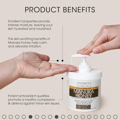 Advanced Clinicals Manuka Honey Cream Face & Body Anti Aging Moisturizing Skin Care Lotion, Intense Firming & Hydrating Moisturizer Skincare Balm For Dry Skin, Age Spots & Sun Damaged Skin, 16 Ounce