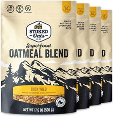 Stoked Oats Blend - High Protein, Low Sugar Breakfast - Gluten Free, High Fiber, Non GMO Oatmeal - Perfect for overnight oats 8 x 500g