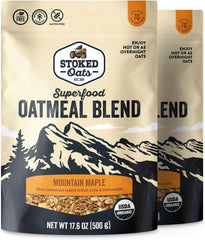 Stoked Oats Blend - High Protein, Low Sugar Breakfast - Gluten Free, High Fiber, Non GMO Oatmeal - Perfect for overnight oats 8 x 500g