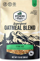 Stoked Oats Blend - High Protein, Low Sugar Breakfast - Gluten Free, High Fiber, Non GMO Oatmeal - Perfect for overnight oats 8 x 500g