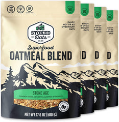 Stoked Oats Blend - High Protein, Low Sugar Breakfast - Gluten Free, High Fiber, Non GMO Oatmeal - Perfect for overnight oats 8 x 500g