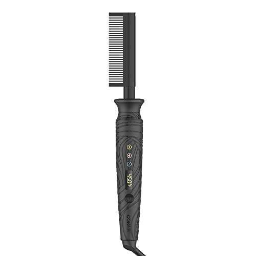 Conair The Curl Collective Ceramic Pressing Hot Comb, Sleek Straight Simple Pressing Comb Design Reaches Close to The Roots for Silky Straightening Root to Tip, Black