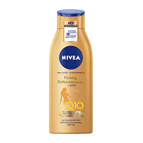 NIVEA Q10 Firming + Glow Body Lotion, 400ml | Firmer-Feeling Skin | Gradual Tanning Lotion without sun exposure