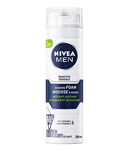 NIVEA Men Sensitive Skin Shaving Foam (200mL), Shaving Foam for Sensitive Skin, Allows for a Close Razor Shave and Leaves an Instant Soothing Sensation