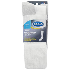 Dr. Scholl's Men's Advanced Relief Blisterguard Socks - 2 & 3 Pair Packs - Non-Binding Cushioned Moisture Management, White, 13-15