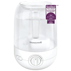 Honeywell HUL545WC Ultra Comfort™ Ultrasonic Cool Mist Humidifier, White, with Essential Oil Tray, Auto Shut-off, Ultra Quiet Operation, Dual Direction Mist Outlet, Cool Visible Mist