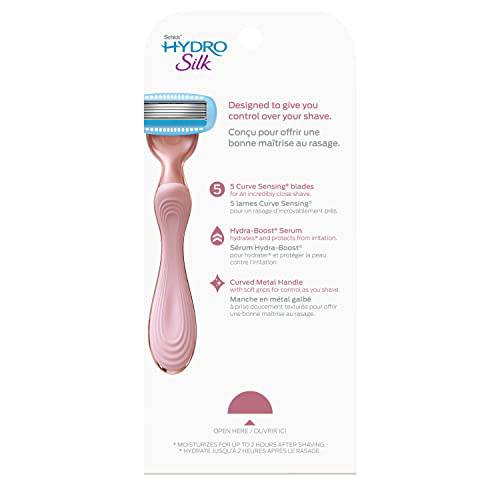 Hydro Silk Rose Gold Metal Handle Women's Razor and 2 Refills - Zecoya