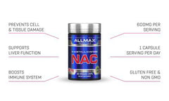 Allmax Nutrition, NAC Supplement (N-Acetyl Cysteine) 600 mg, 60 Veg Capsules