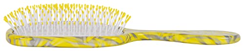 Conair The Knot Dr. Pro Printed Detangling Brush with Flexalite bristles For Women, Men All Hair Types-Lengths Wet To Dry (61709C), Yellow