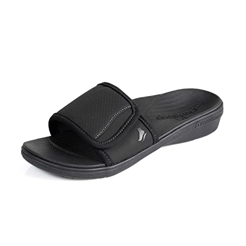 Powerstep Women's Arch Support, Plantar Fasciitis Relief Slide Sandal, Black - Blk, 8