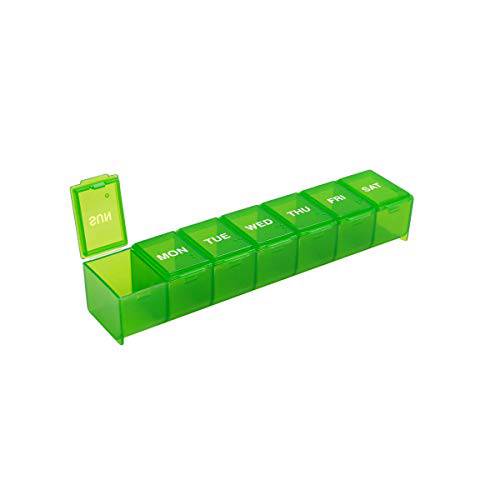 Ezy Dose Weekly (7-Day) Pill Organizer, Vitamin Planner, And Medicine Box, Large Compartments, Green, Made in the USA