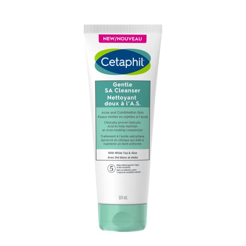 Cetaphil Gentle Salicylic Acid Cleanser | Clinically Proven For Sensitive, Acne Prone Skin | Reduces the Appearance of Pores | Fragrance Free | Paraben-Free | Dermatologist Recommended | 124ml