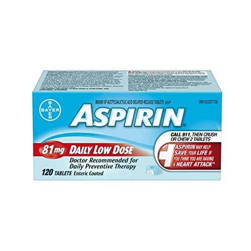 ASPIRIN 81mg, Daily Low Dose Enteric Coated Tablets, 120 Tablets