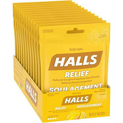 HALLS Mentho-Lyptus Honey Lemon 14 Count Bag, Pack of 12