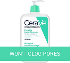 CeraVe FOAMING Face Cleanser, Gentle Face Wash with Hyaluronic Acid, Niacinamide, Ceramides. Makeup Remover for oily skin, won’t clog pores. Oil & sebum control. Non-Comedogenic, Sensitive Skin, Men & Women, 473ML