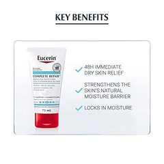 EUCERIN Complete Repair Moisturizing Hand Cream for Dry to Very Dry Skin, | Eucerin Hand Cream for Dry Hands, 75mL | 5% Urea Cream | Ceramide Cream | Dry Skin Cream | Fragrance-free Cream | Non-Greasy Cream | Recommended by Dermatologists