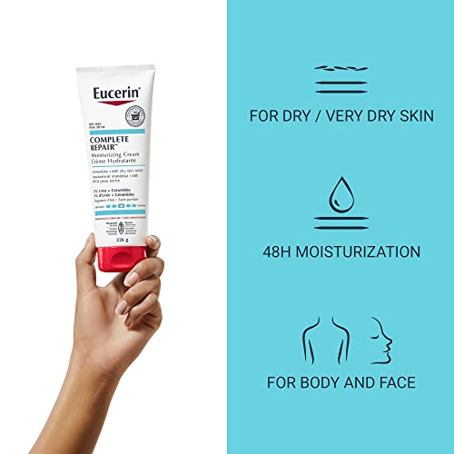 EUCERIN Complete Repair Moisturizing Cream for Dry to Very Dry Skin | Face & Body Cream, 226g | 5% Urea Cream | Ceramide Cream | Dry Skin Cream | Fragrance-free Cream | Non-Greasy Cream | Recommended by Dermatologists