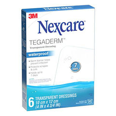 Nexcare™ Tegaderm™ Transparent Dressing H1626-06-CA, Waterproof, 4 in x 4 3/4 in (10 cm x 12 cm), 6/Pack