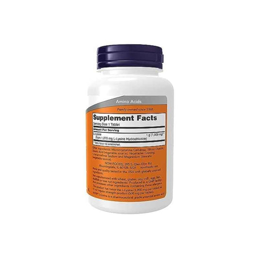 NOW Supplements L-Lysine 1000mg Extra Strength Tablets, 100 Count