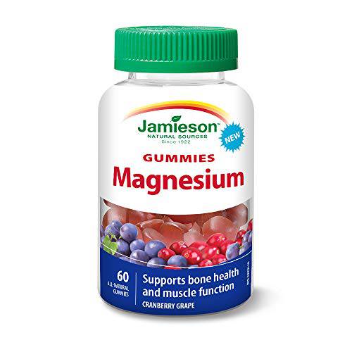 Jamieson Magnesium Gummies - Cranberry Grape Flavour, 60 Count (Pack of 1)