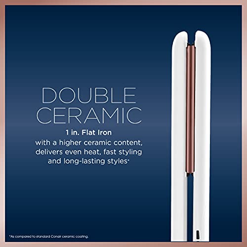 Conair Double Ceramic Flat Iron, 1 Inch, White/Rose Gold